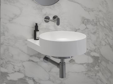 Yard 40 Washbasin, ceramic, without Hole, white, with Bracket, stainless steel by Ravak