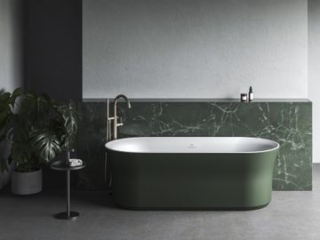 Ypsilon Bathtub 180x80 Grey Green/white, Drain Cover: white/black/chrome by Ravak