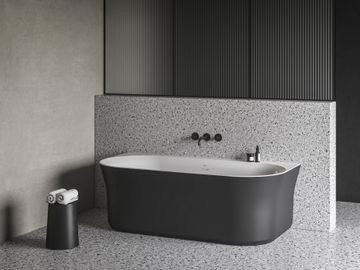 Ypsilon Wall Bathtub 166x80, black/white, Drain Cover: black/white/chrome by Ravak