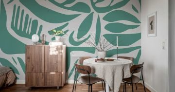 Abstract Leafs, Turquoise by Rebel Walls