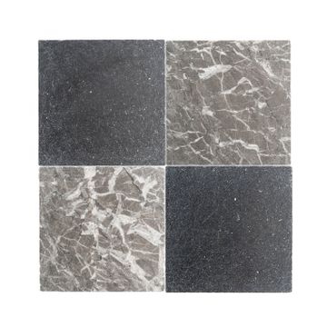 Atlas Grey & Cinder 12x12 Moroccan Limestone & Marble | Tumbled & Honed – Checkerboard Bundle by Riad Tile