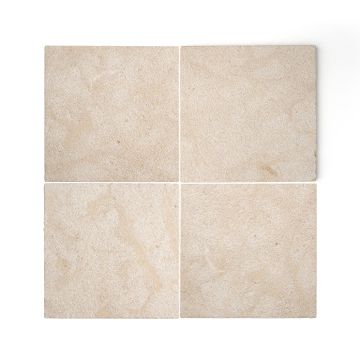 Azru Sand 18X18 Moroccan Limestone | Hammered & Tumbled by Riad Tile - view 2