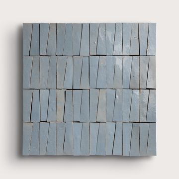 Belize Blue 1x4 Trapezoid Mosaic Zellige Tile by Riad Tile - view 2