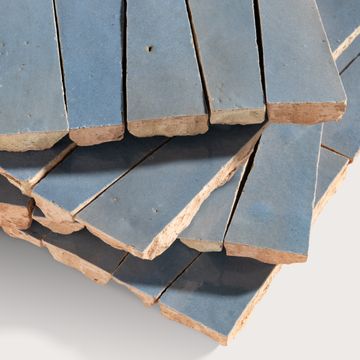 Belize Blue 1x4 Trapezoid Mosaic Zellige Tile by Riad Tile - view 3