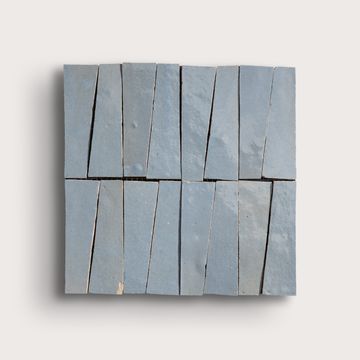 Belize Blue 1x4 Trapezoid Mosaic Zellige Tile by Riad Tile