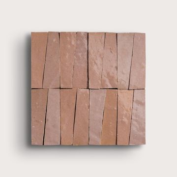 Blush 1x4 Trapezoid Mosaic Zellige Tile by Riad Tile