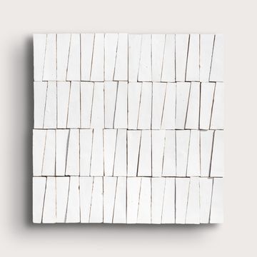 Bright White 1x4 Trapezoid Mosaic Zellige Tile by Riad Tile - view 2