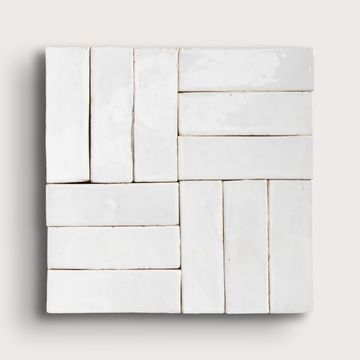 Bright White 2x6 Thin Bejmat Zellige Tile by Riad Tile - view 4