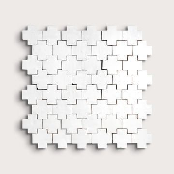 Bright White 4x4 Cross Zellige Tile by Riad Tile - view 2