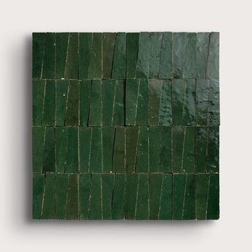 Emerald Green 1x4 Trapezoid Mosaic Zellige Tile by Riad Tile - view 2