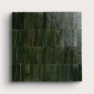 Forest Green 1x4 Trapezoid Mosaic Zellige Tile by Riad Tile - view 2