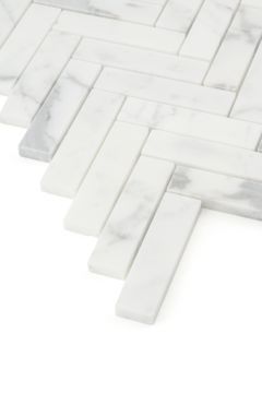 Italian Statuary 1x4 Herringbone Marble | Honed by Riad Tile - view 2
