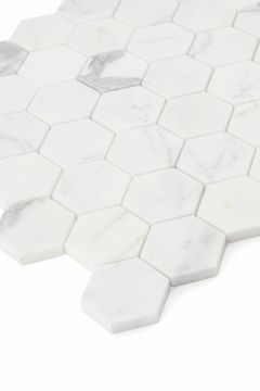 Italian Statuary 2 Inch Hexagon Marble | Honed by Riad Tile - view 2