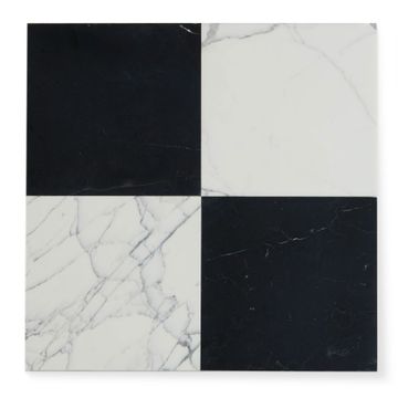 Italian Statuary & Nero Marquina 12x12 Marble | Honed – Checkerboard Bundle by Riad Tile