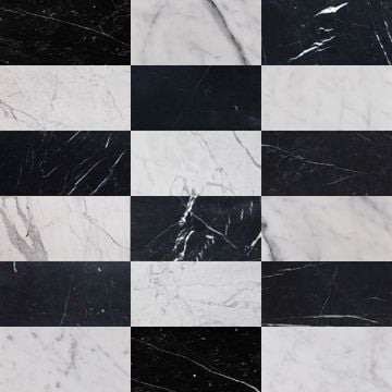 Italian Statuary & Nero Marquina 6x12 | Honed – Checkerboard Bundle by Riad Tile
