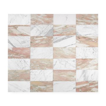 Italian Statuary & Norwegian Rose 6x12 | Honed – Checkerboard Bundle by Riad Tile