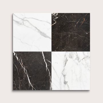 Italian Statuary & Truffle 12x12 Marble | Honed - Checkerboard Bundle by Riad Tile