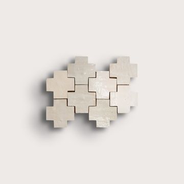 Natural White 4x4 Cross Zellige Tile by Riad Tile