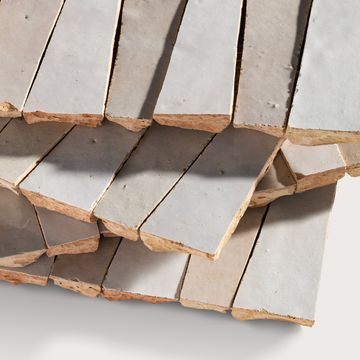 Natural White & Snow White 1x4 Trapezoid Mosaic Zellige Tile by Riad Tile - view 3