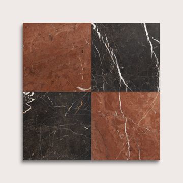 Rosso Alicante & Truffle 12x12 Marble | Honed - Checkerboard Bundle by Riad Tile