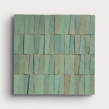 Sea Green 1x4 Trapezoid Mosaic Zellige Tile by Riad Tile - view 2