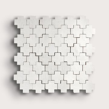 Snow White 4x4 Cross Zellige Tile by Riad Tile - view 2