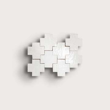 Snow White 4x4 Cross Zellige Tile by Riad Tile