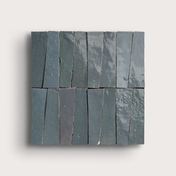 Steel Grey 1x4 Trapezoid Mosaic Zellige Tile by Riad Tile