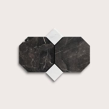 Truffle Octagon & Casablanca Carrara Dot Marble | Honed by Riad Tile - view 3