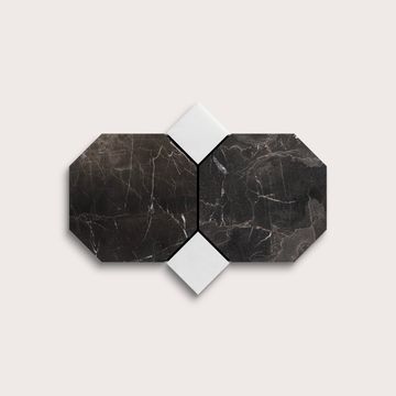 Truffle Octagon & Casablanca Carrara Dot Marble | Honed by Riad Tile - view 4