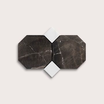Truffle Octagon & Casablanca Carrara Dot Marble | Honed by Riad Tile - view 6
