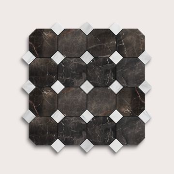 Truffle Octagon & Casablanca Carrara Dot Marble | Honed by Riad Tile