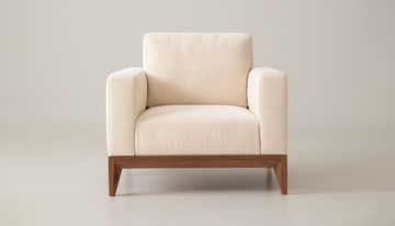 Oscar armchair in leather or fabric with Canaletto walnut base by Rivolta