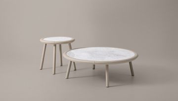 Young tavolini in pelle con top in marmo dal design unico by Rivolta