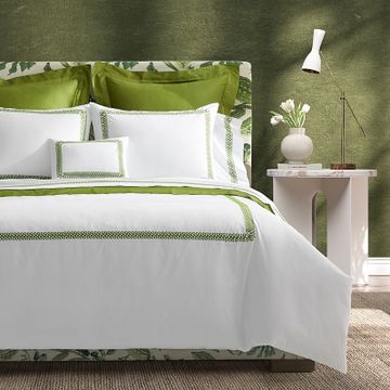 Astor Braid Fitted Sheet White by Schumacher - view 2