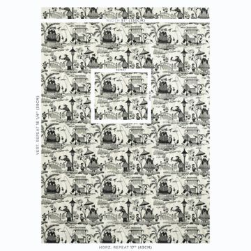 Bassano Embroidered Toile Black by Schumacher - view 2