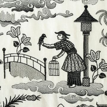 Bassano Embroidered Toile Black by Schumacher - view 4