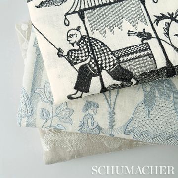 Bassano Embroidered Toile Black by Schumacher - view 5