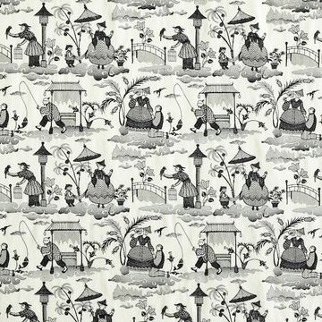 Bassano Embroidered Toile Black by Schumacher