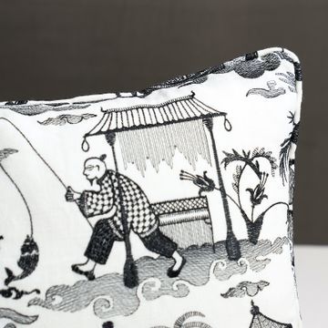 Bassano Toile Pillow Black by Schumacher - view 2