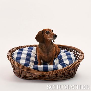 Camden Cotton Check Dog Bed Navy by Schumacher - view 5