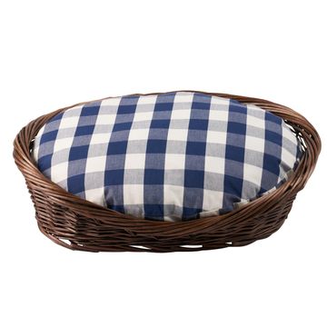 Camden Cotton Check Dog Bed Navy by Schumacher
