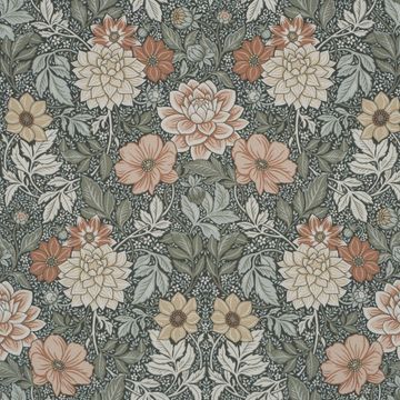 Dahlia Garden Green by Schumacher - view 3
