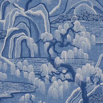 Indigo Garden Blue And White by Schumacher - view 3
