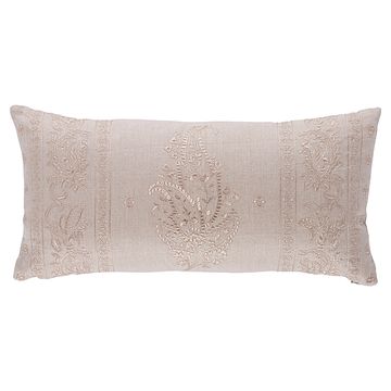 Jaipur Linen Embroidery Pillow Flax by Schumacher