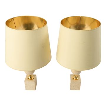 Pair Of Travertine Table Lamps by Schumacher - view 4