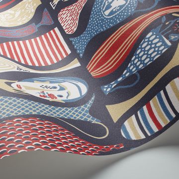Pottery Navy And Red by Schumacher - view 2