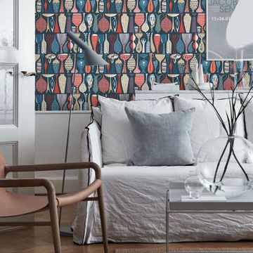 Pottery Navy And Red by Schumacher - view 3