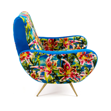 FLOWERS WITH HOLES - Fabric armchair with armrests by Seletti - view 3