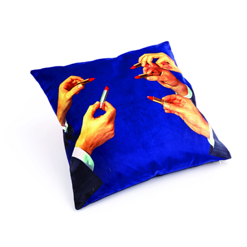 LIPSTICKS - Square fabric cushion by Seletti - view 3